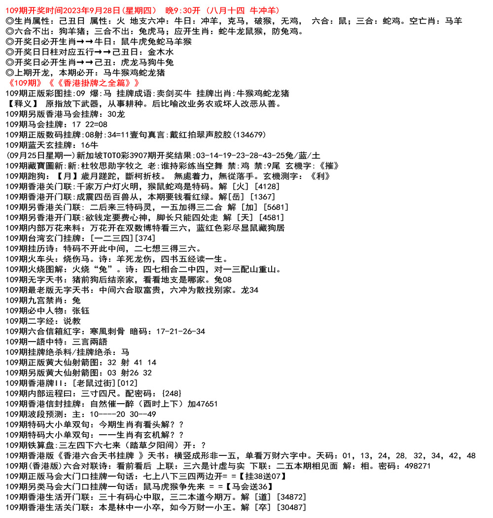 香港挂牌之全篇资料